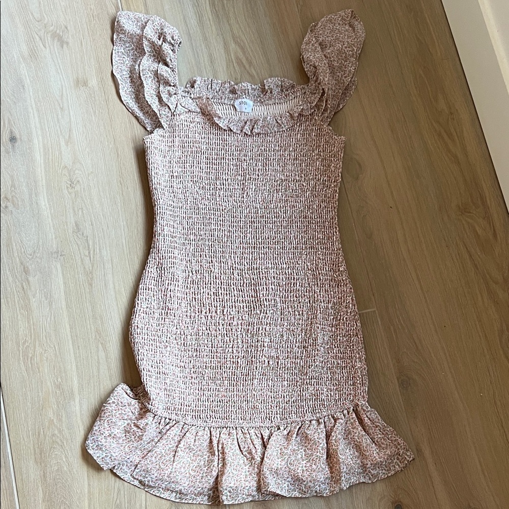 Storia Pink and Green Floral Smocked Top